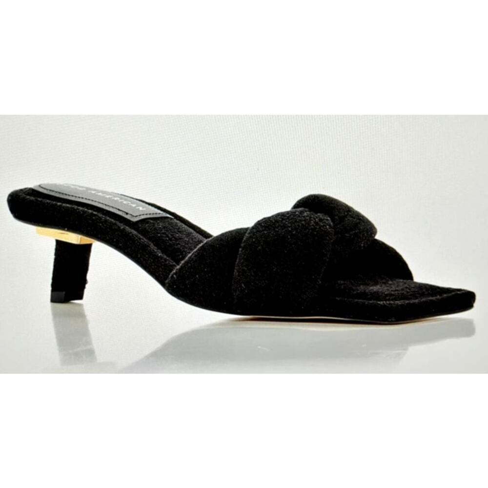 Good American Women's Terry Kickstand Low Heel Slide Sandals - Black - size 7